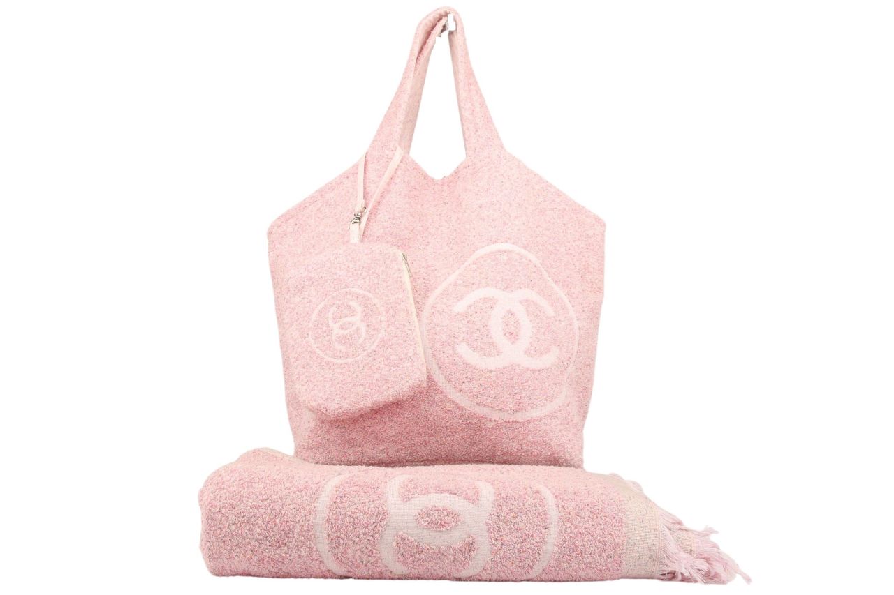 Chanel Cotton Rosa Beach Tote & Towel Set
