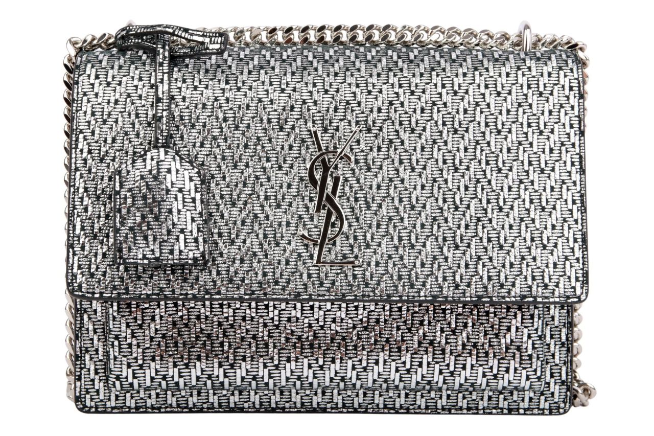 Saint Laurent Sunset Bag Medium Metallic Silber