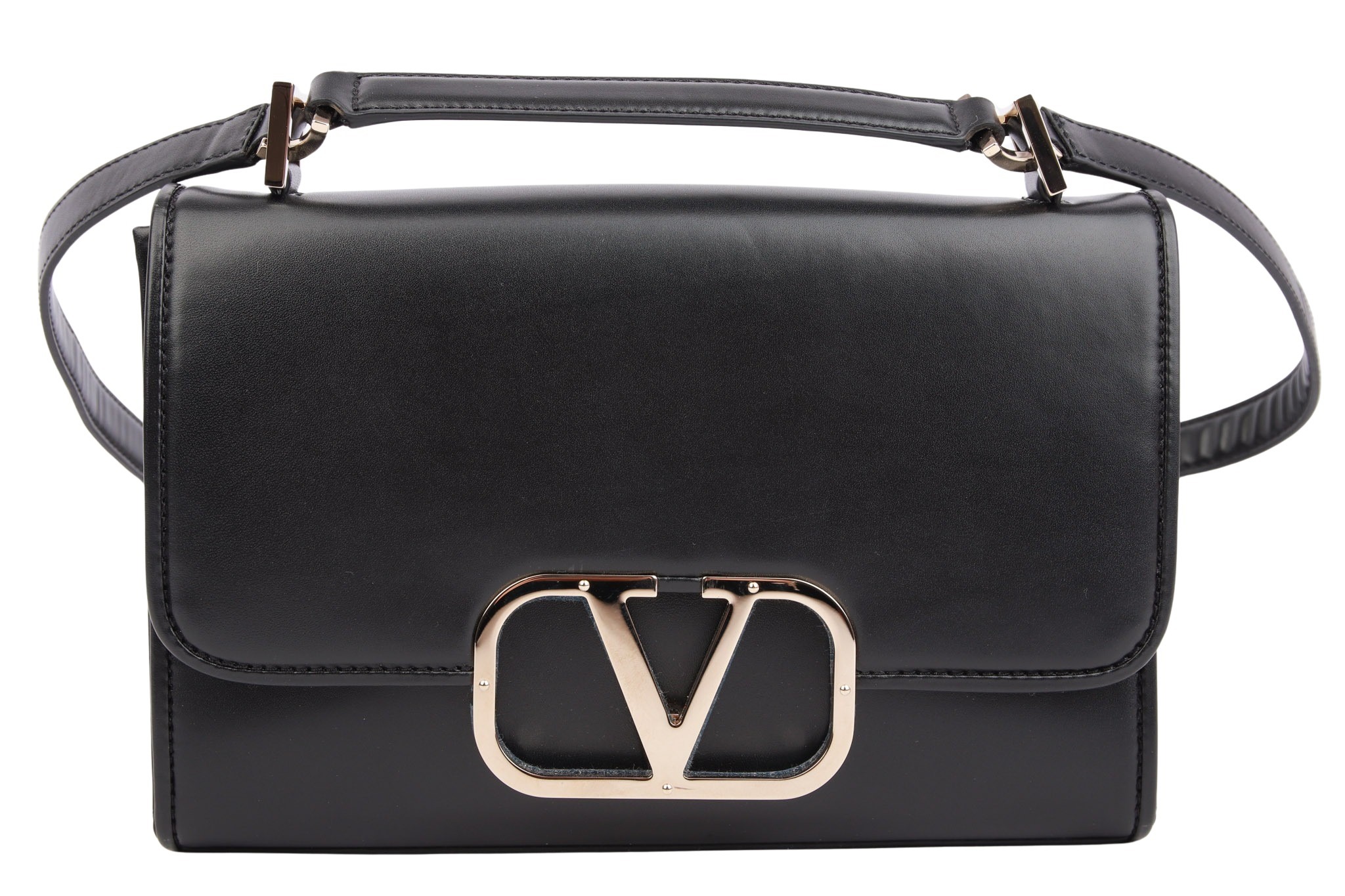 Valentino Garavani V-Logo Umhängetasche Leder Schwarz