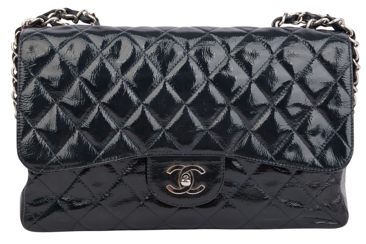Chanel Jumbo Flap Bag Schwarz Lackleder