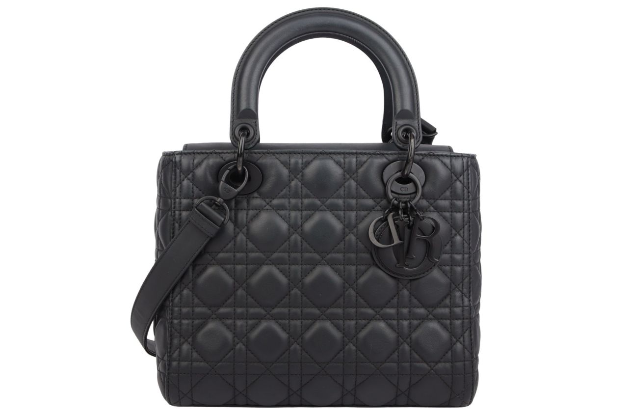 Dior Lady Dior Medium Schwarz Leder
