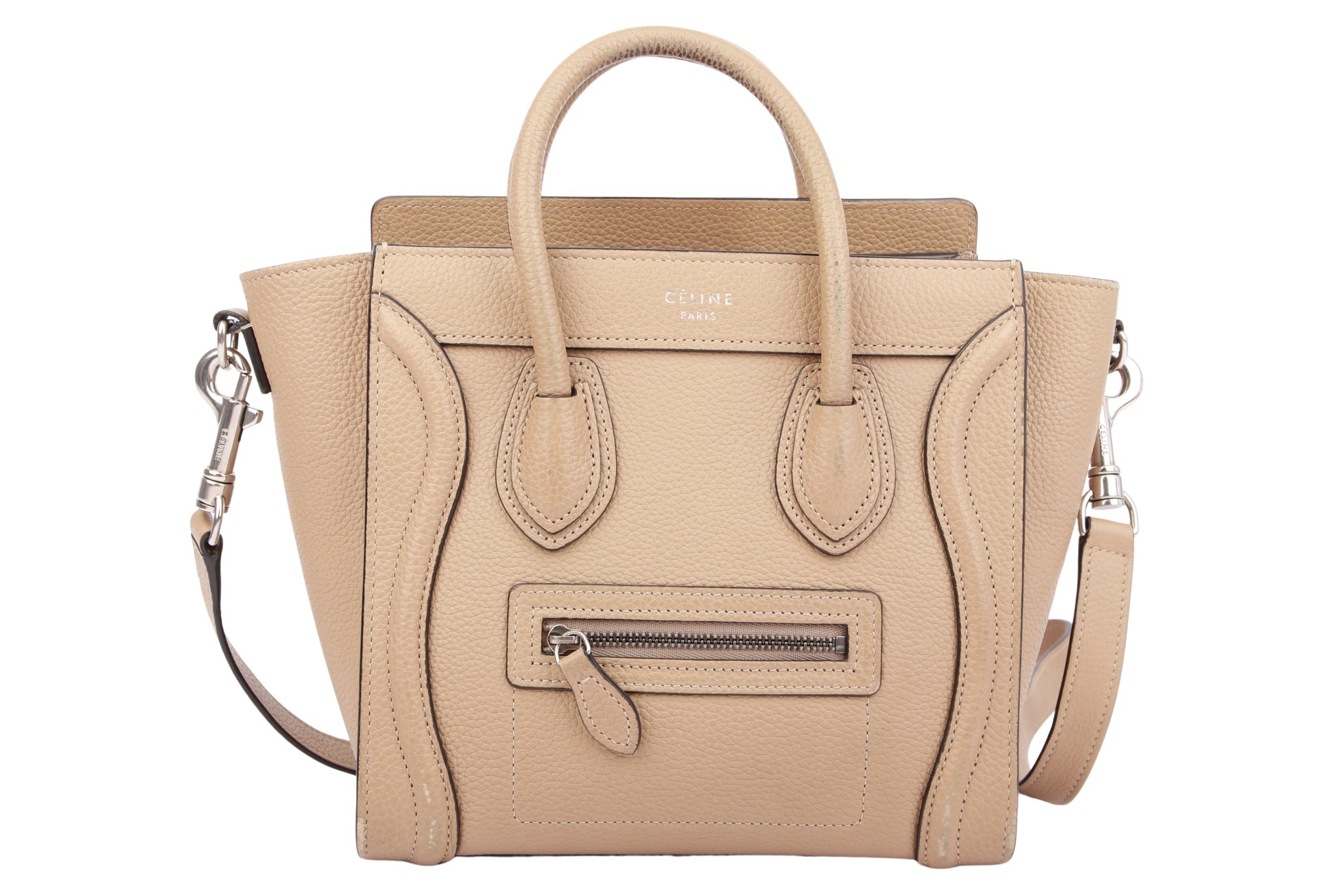 Céline Nano Luggage Leder Beige
