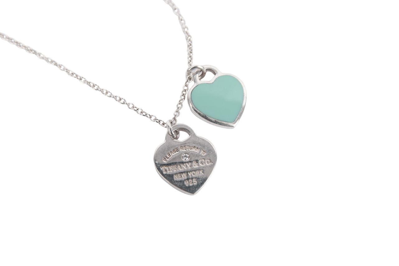 Tiffany & Co. Please Return to Tiffany Kette Doppelte Herzanhänger Silber