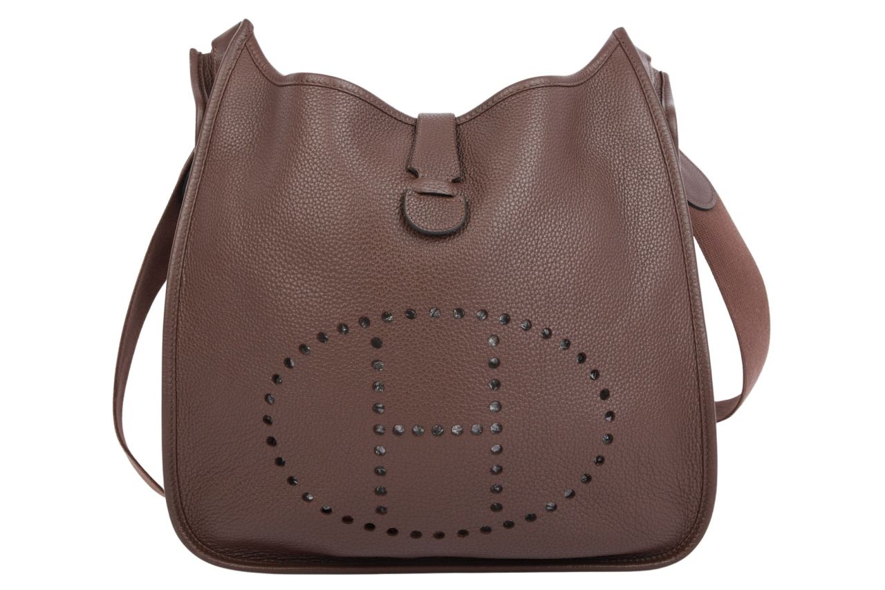 Hermès Evelyne GM Clémence Leder Chocolate Dark Brown