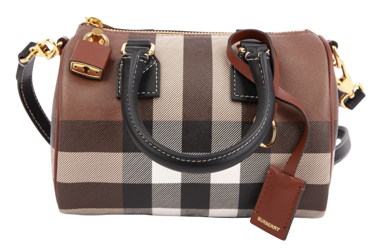 Burberry Bowlingtasche Mini Check Dunkelbraun