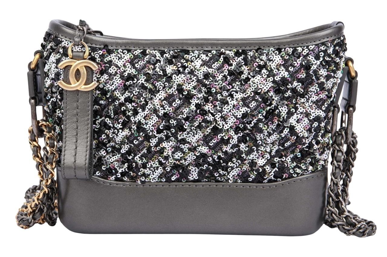 Chanel Gabrielle Mini Grau / Silber Metallic