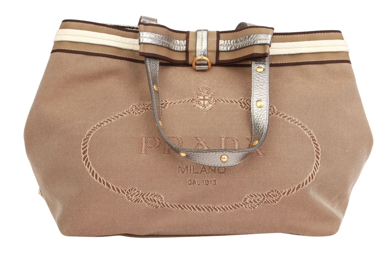 Prada Canapa Canvas Bag Beige / Grau