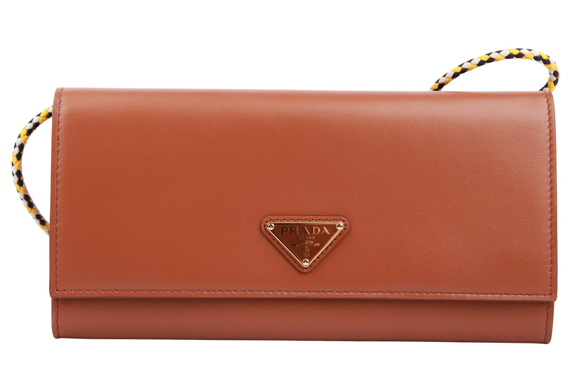 Prada Wallet Wallet mit Leder Shoulder Strap Braun