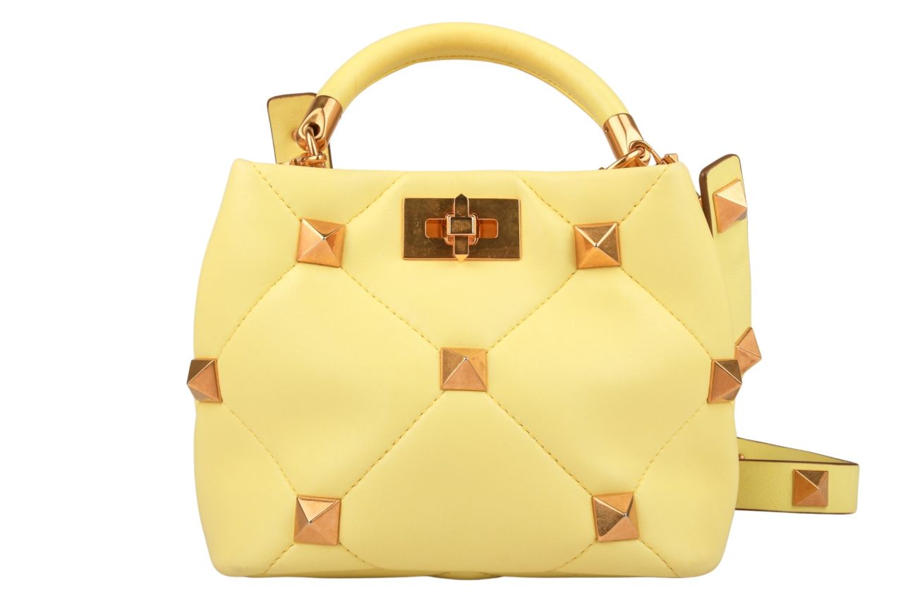Valentino Roman Stud Handle Bag Yellow