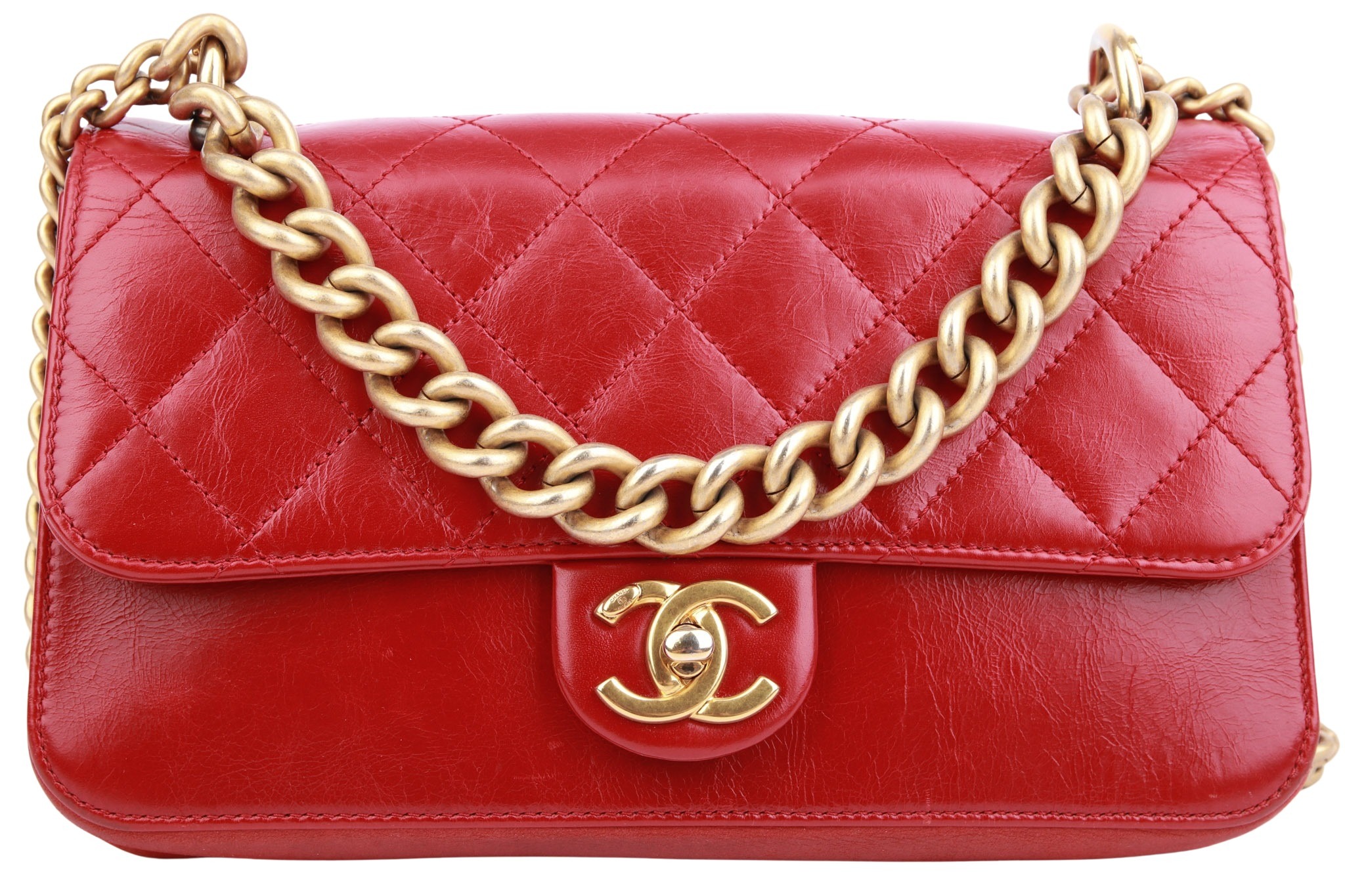 Chanel Singe Flap Bag Small Leder Rot