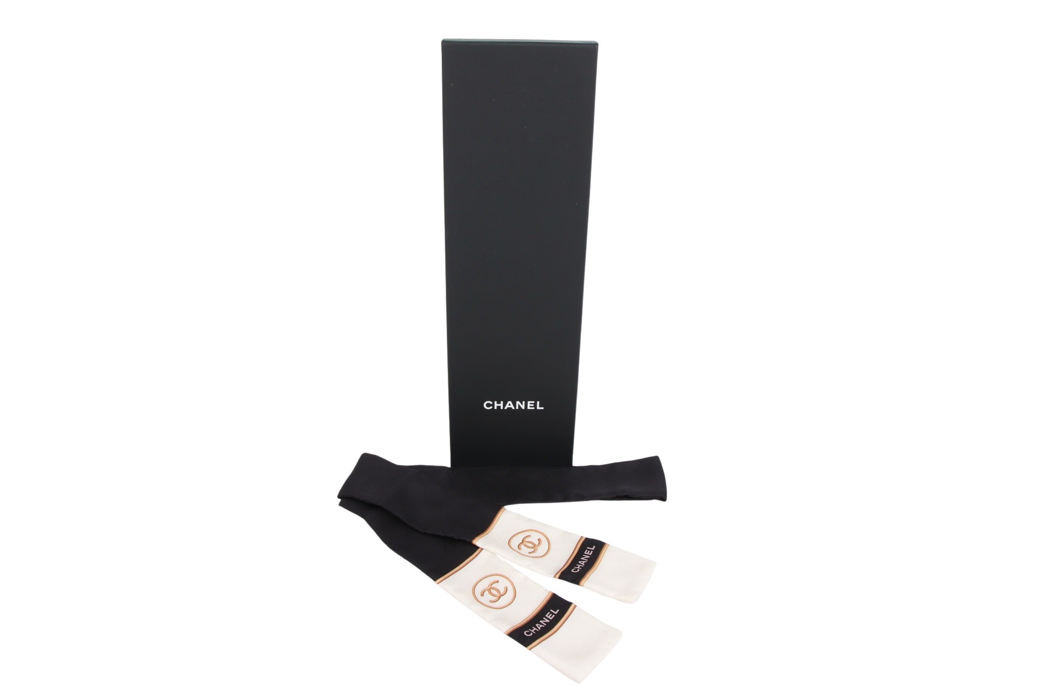 Chanel Twilly Seide Schwarz / Weiß
