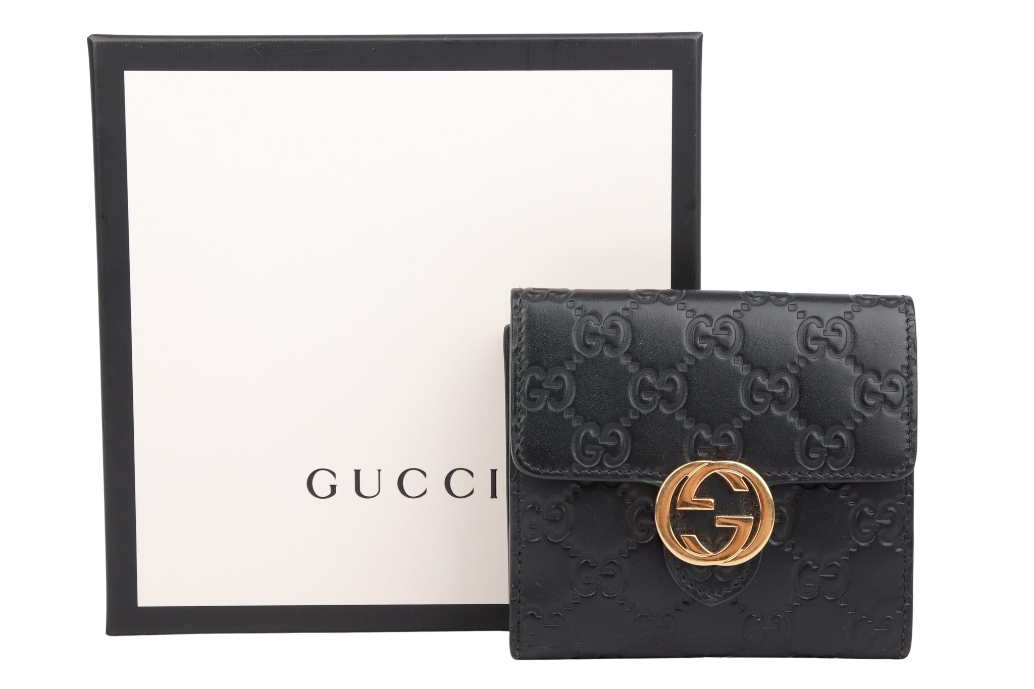 Gucci Portemonnaie GG Leder Schwarz