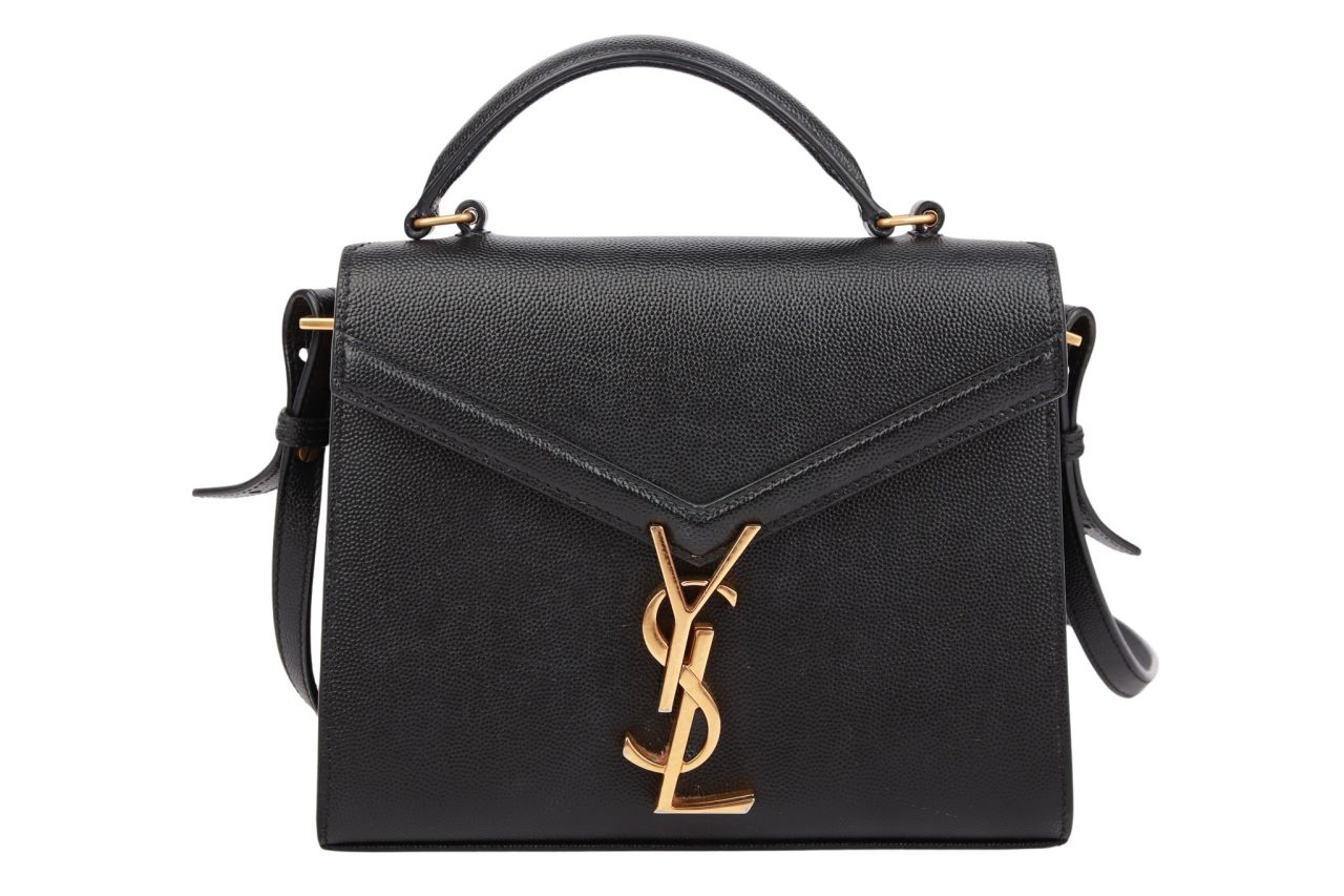 Saint Laurent Cassandre Mini Umhängetasche Leder Schwarz