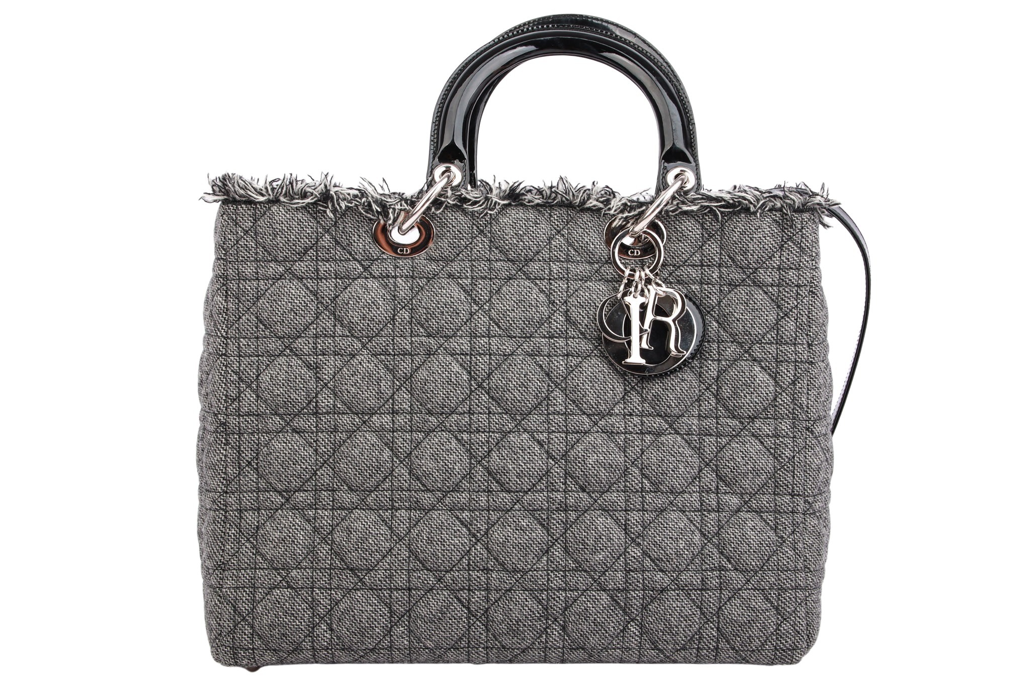 Dior Lady Dior Large Denim Schwarz / Grau