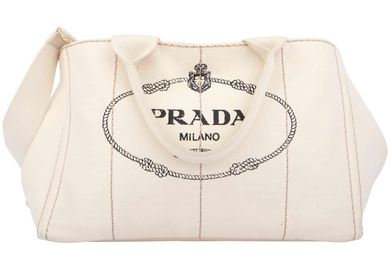 Prada Canapa Tote Bag Canvas Creme