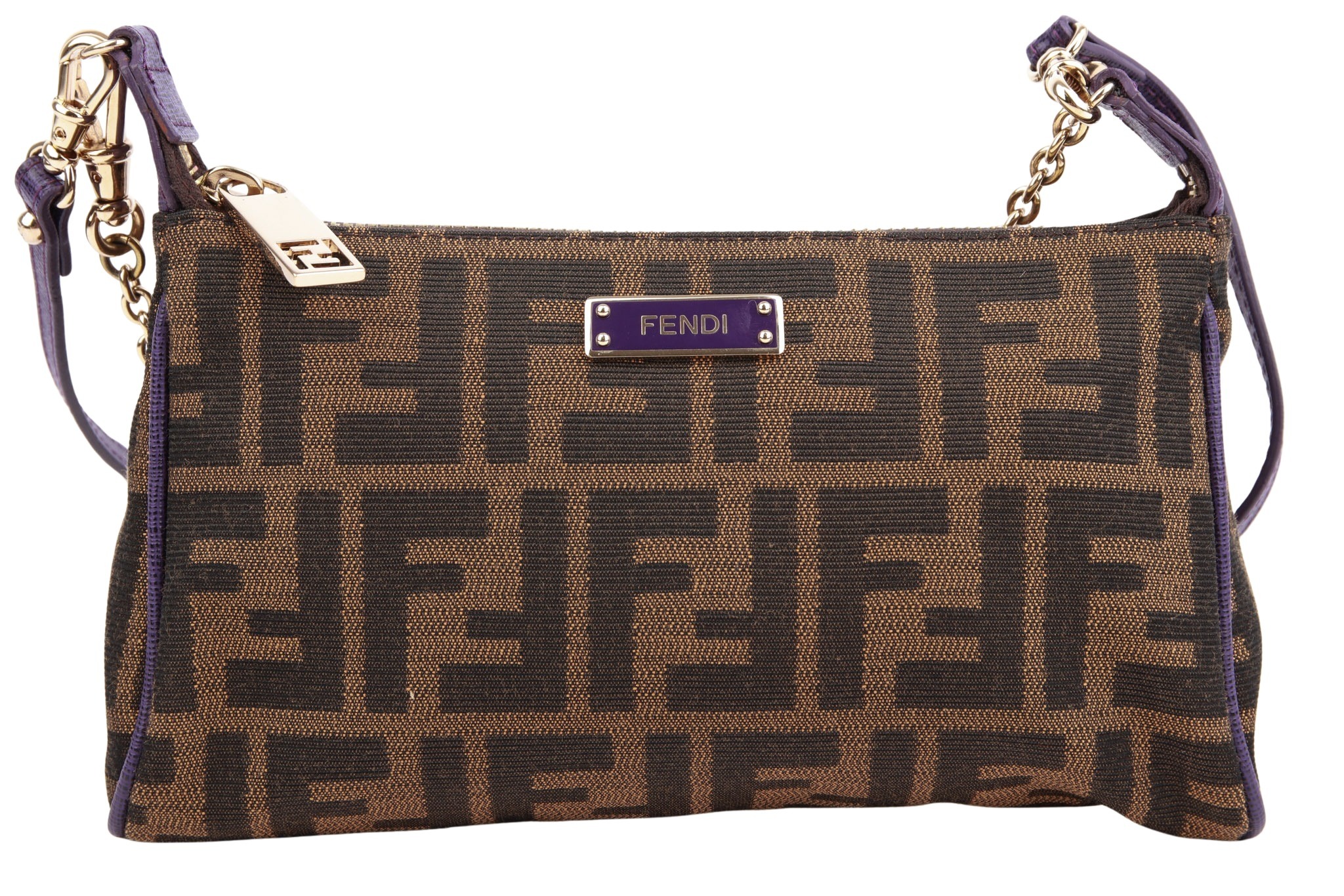 Fendi Zucca Mini Pochette Braun / Lila