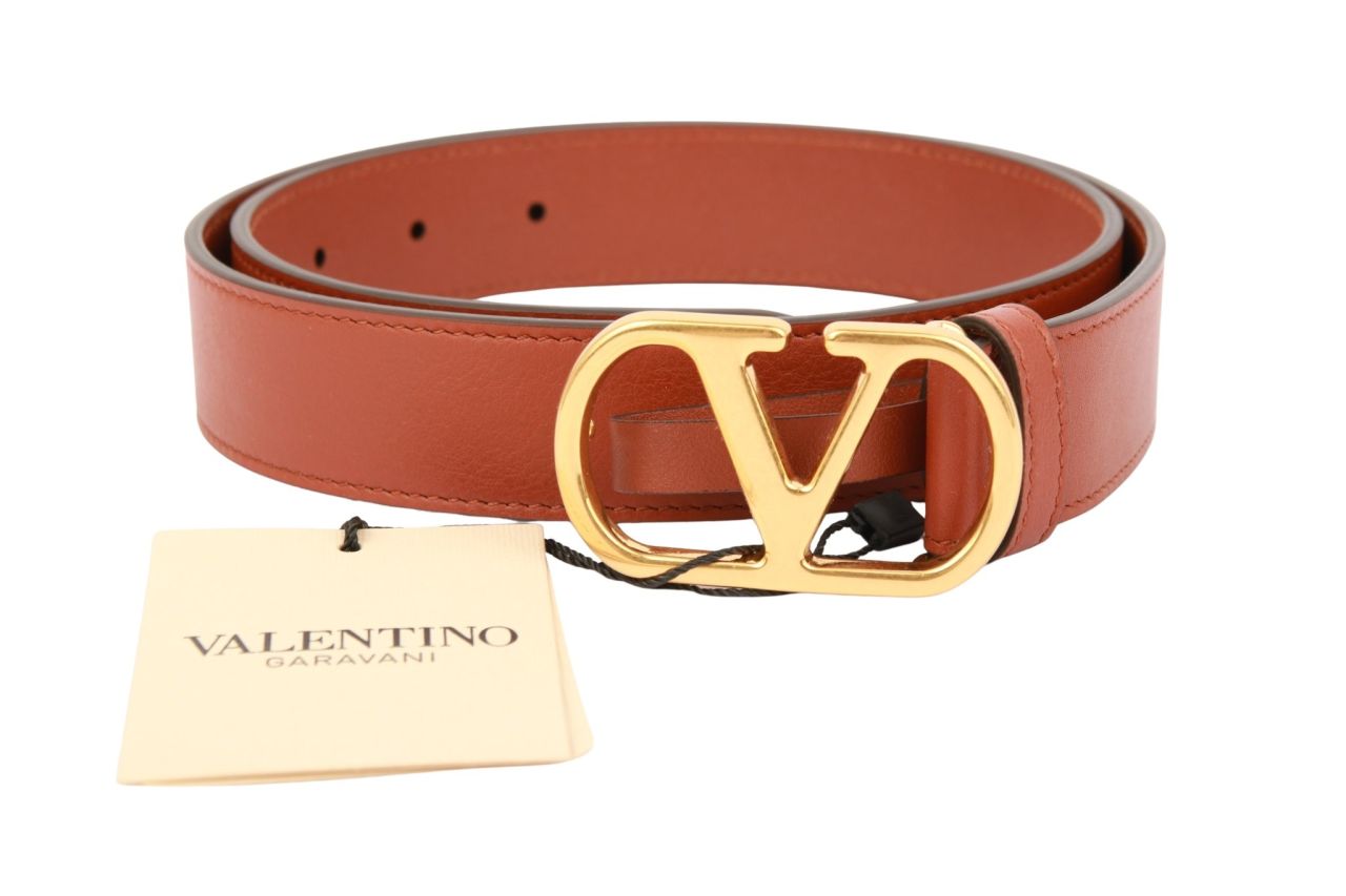 Valentino Garavani Gürtel V-Logo Gr. 80 Leder Braun