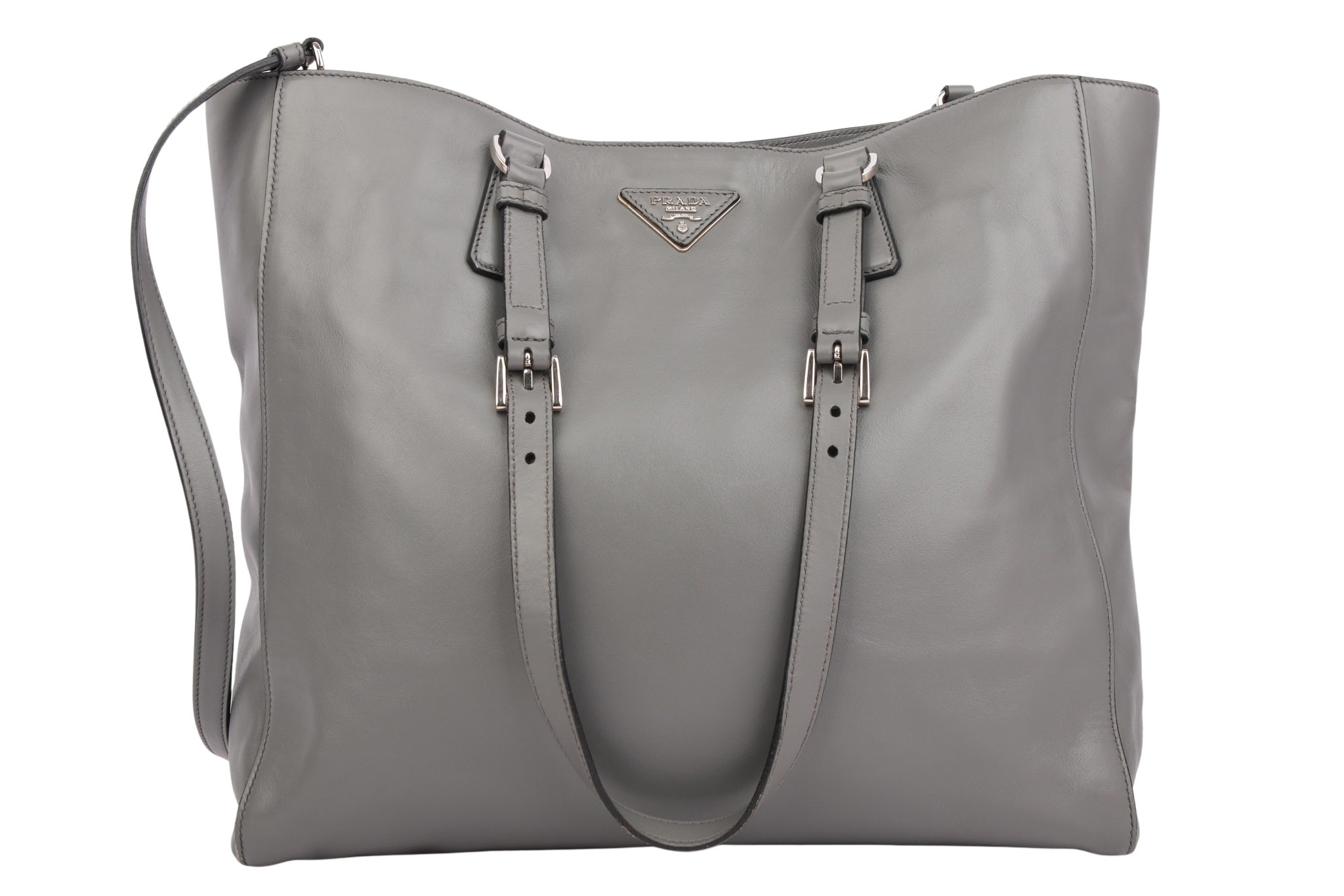Prada Shopper Leder Grau