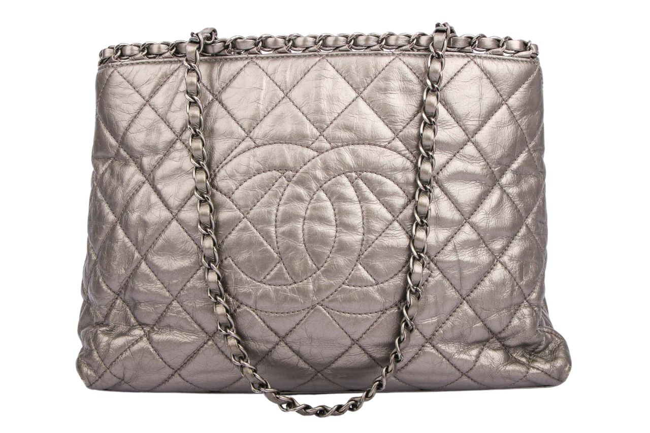 Chanel Timeless Chain Around Grand Shopping Tote Silber