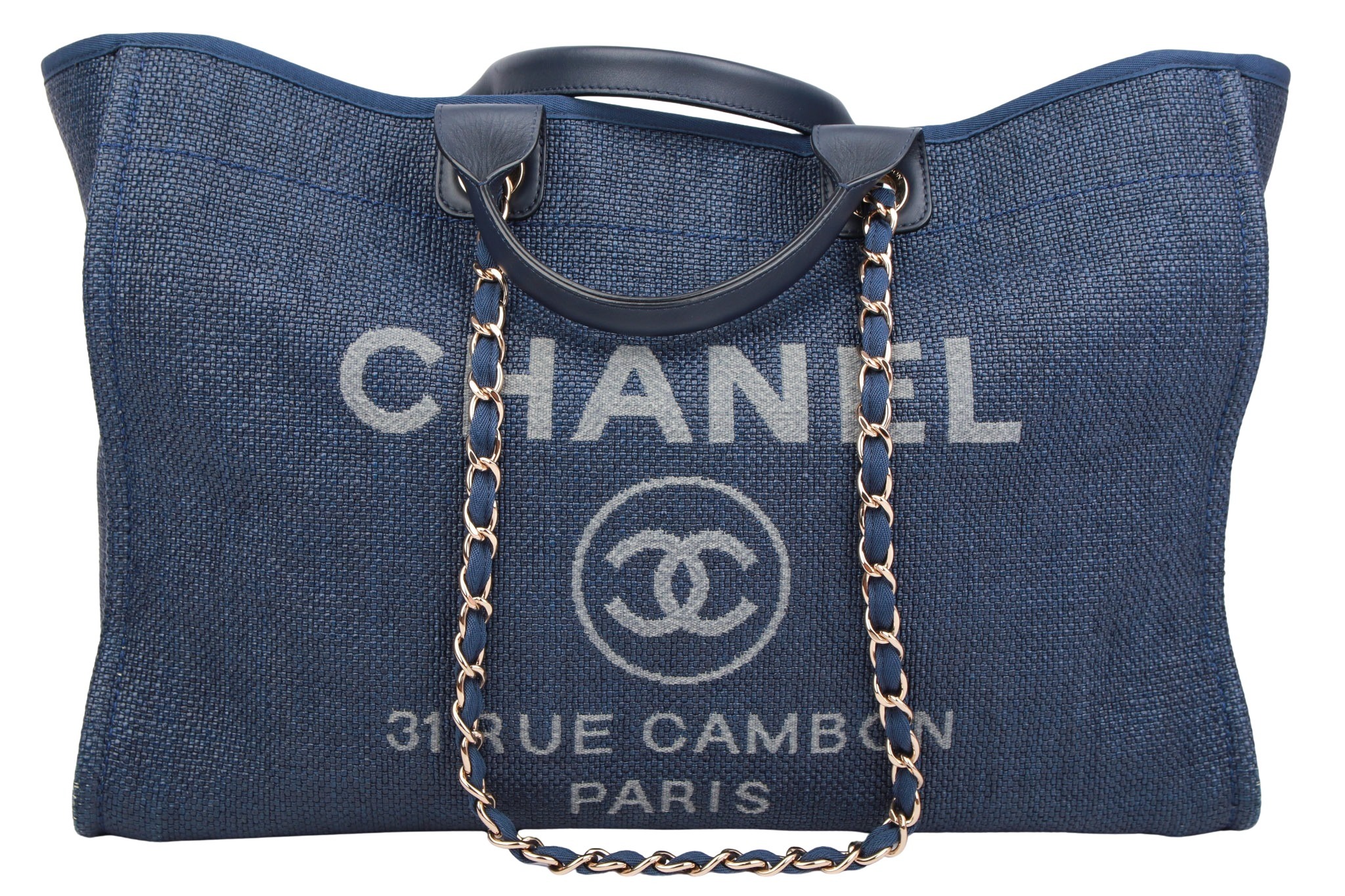 Chanel Deauville Shopper Denim Blau