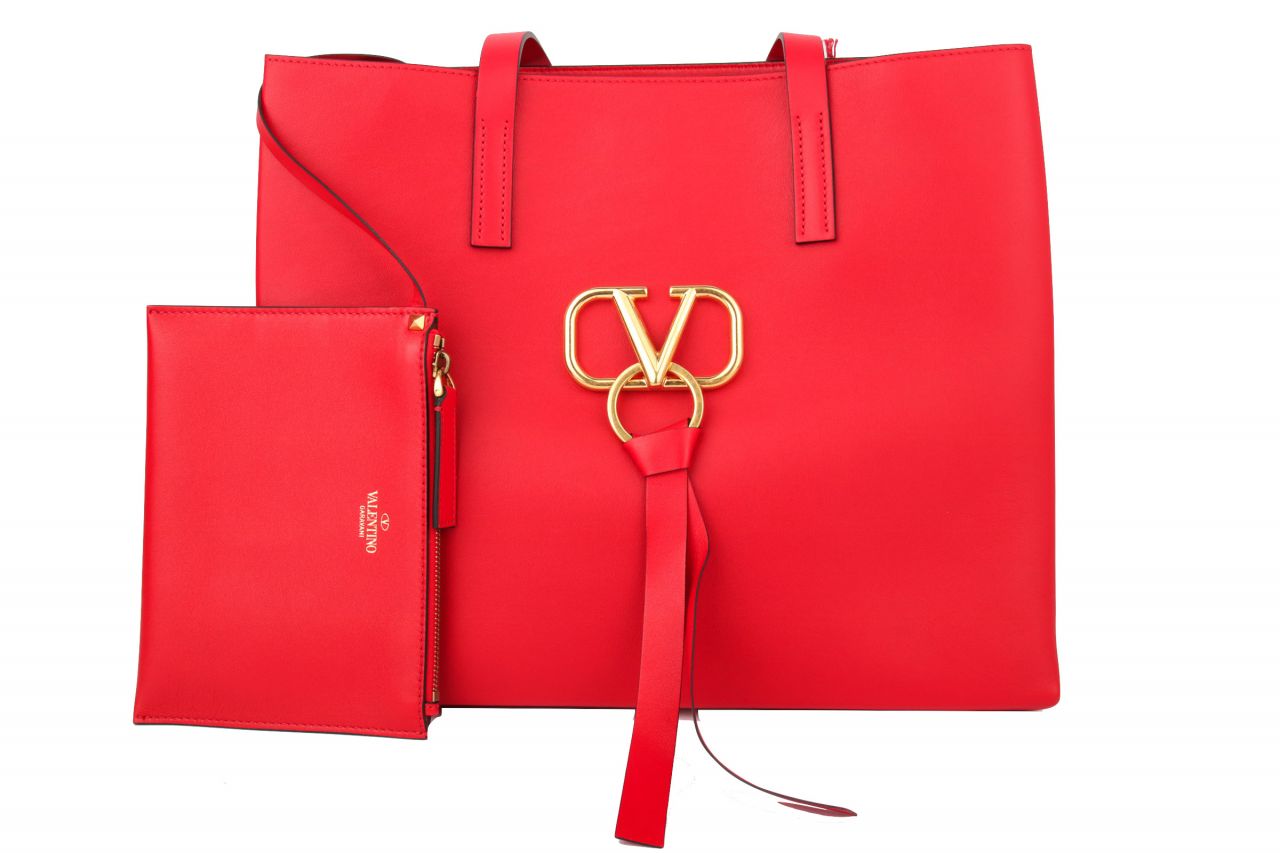 Valentino Garavani V-Ring Bag Large Rot