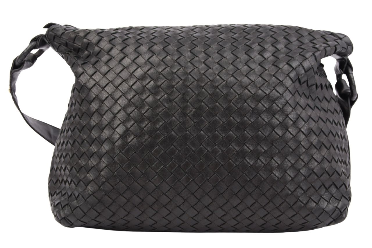Bottega Veneta Intrecciato Hobo Bag Schwarz