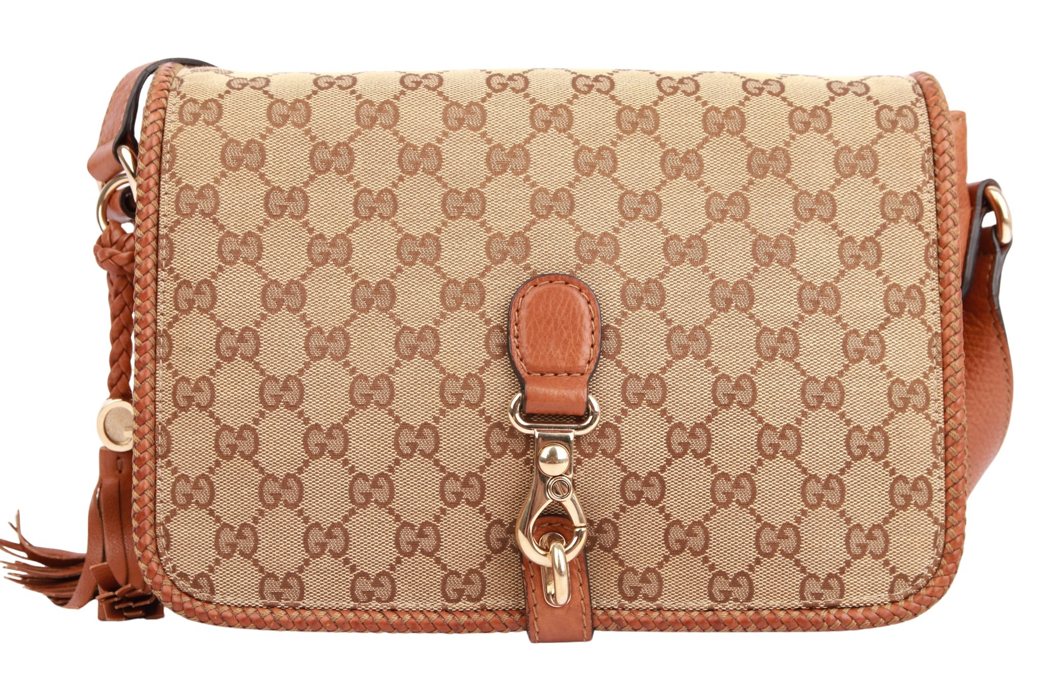 Gucci Marrakech Flap Messenger Bag GG Canvas Braun