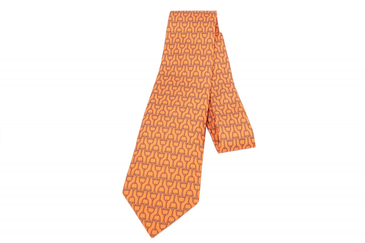 Hermès Krawatte Horsebit Orange