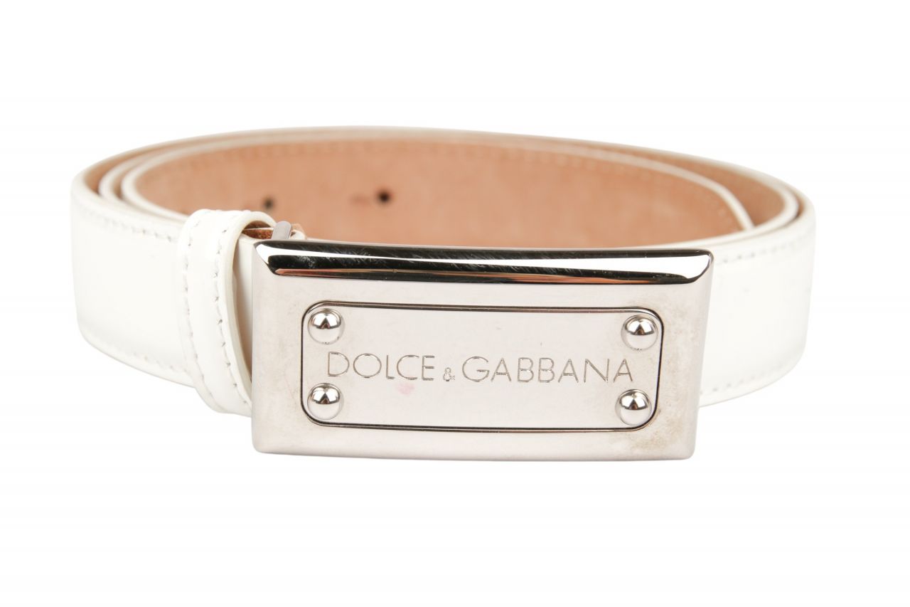 Dolce & Gabbana Gürtel Lackleder Weiß