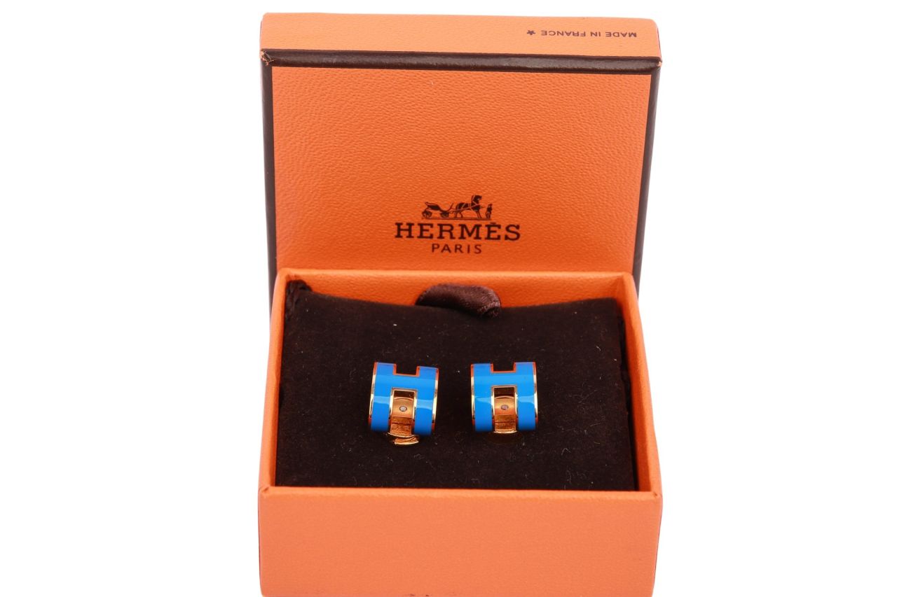 Hermès Ohrringe Pop H Blau