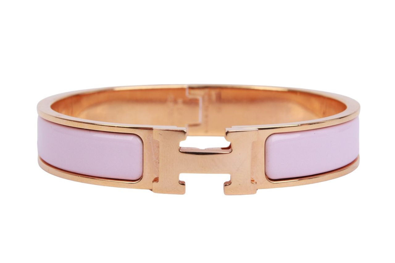 Hermès Clic H Armreif Schmal Gold Rosa