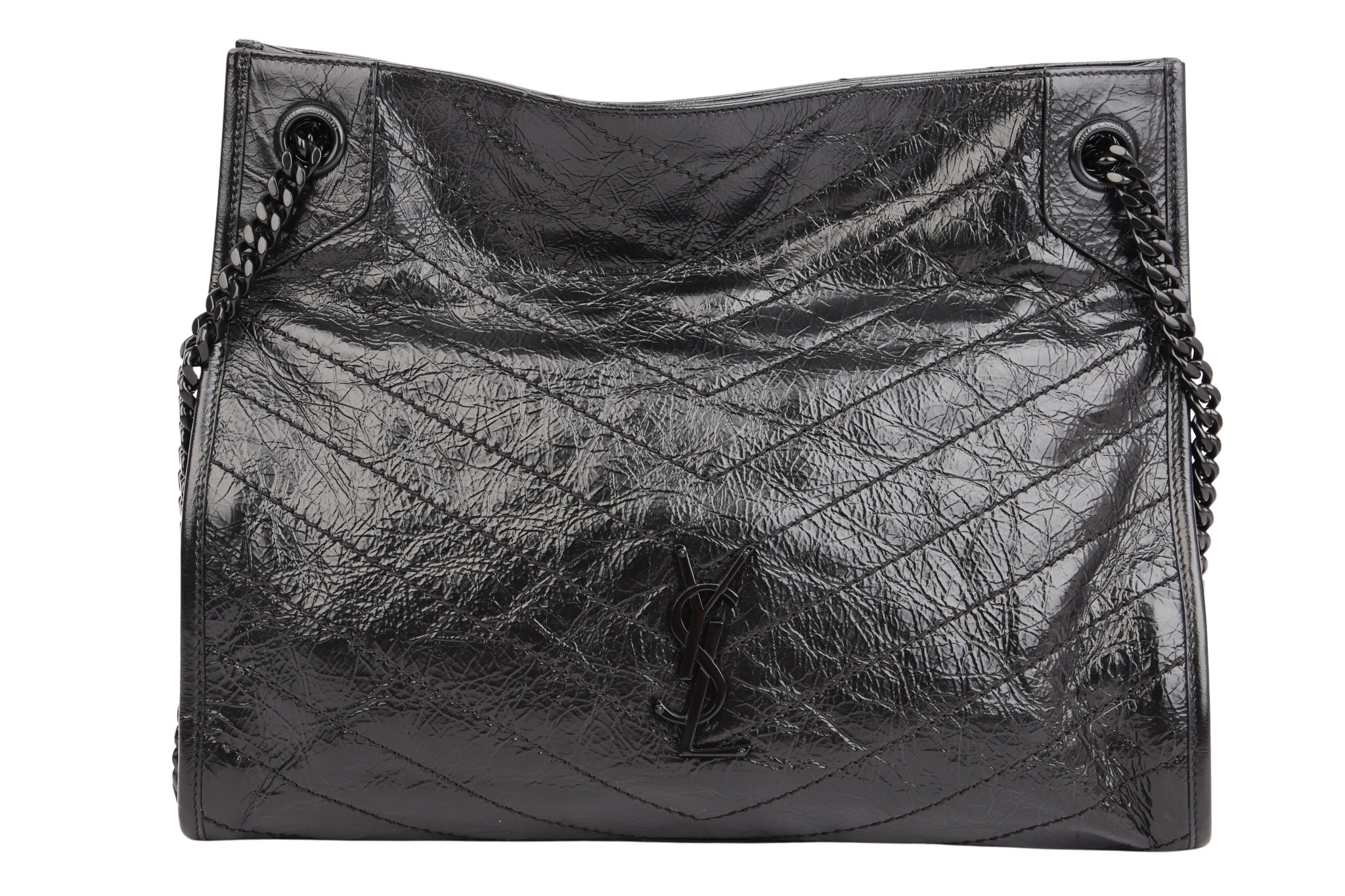 Saint Laurent Niki Crinkled Leather Schwarz