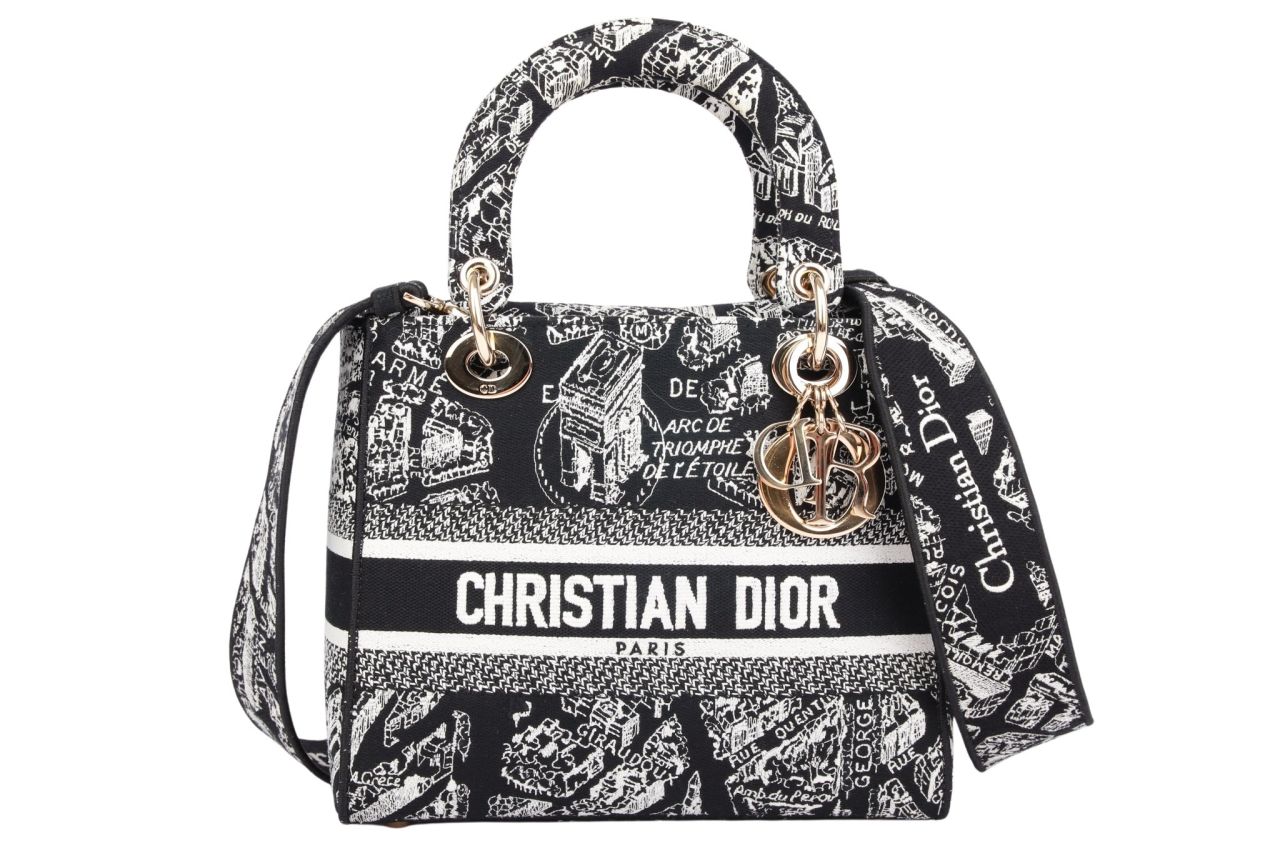 Dior Lady Dior Medium D-Lite Canvas Schwarz