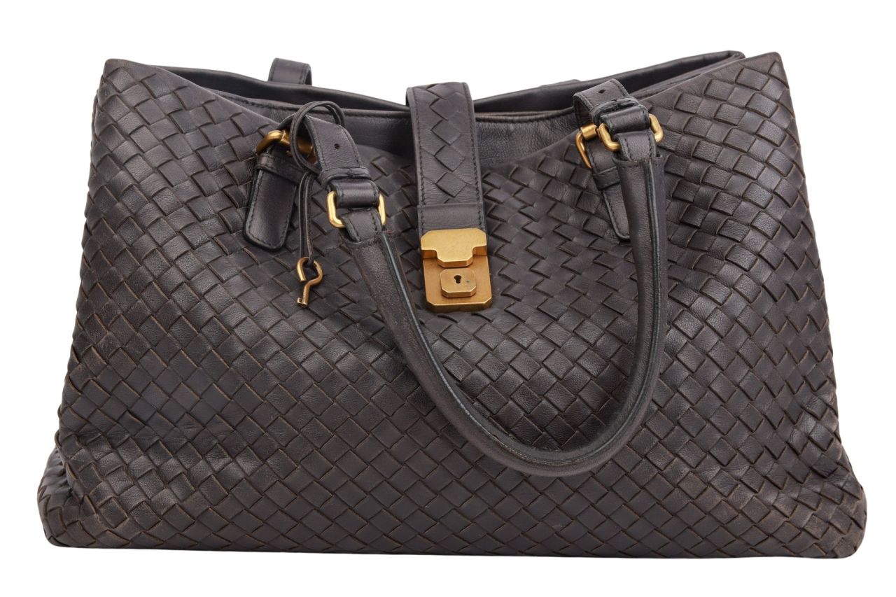 Bottega Veneta Intrecciato Roma Leder Grau