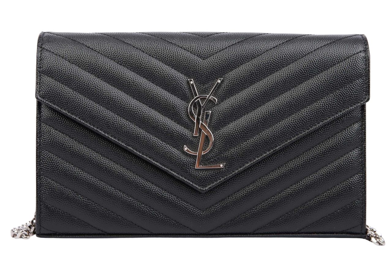 Saint Laurent Cassandre Wallet On Chain Schwarz