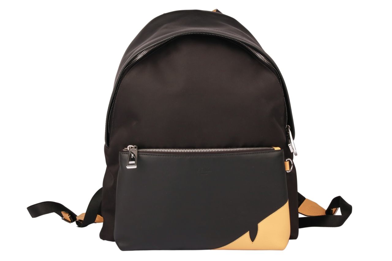 Fendi Rucksack Nylon Leder Schwarz