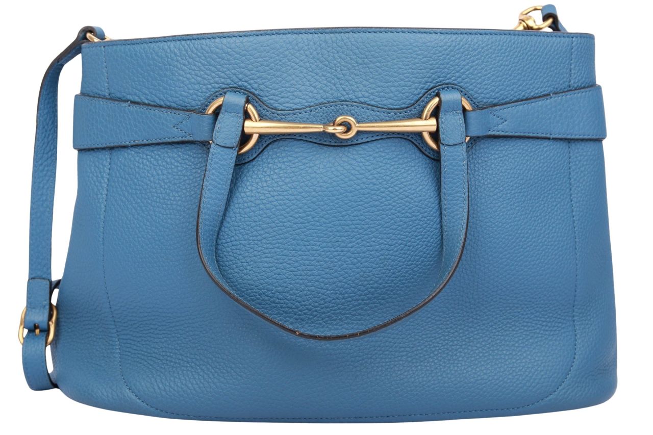 Gucci Horsebit Handtasche Leder Blau