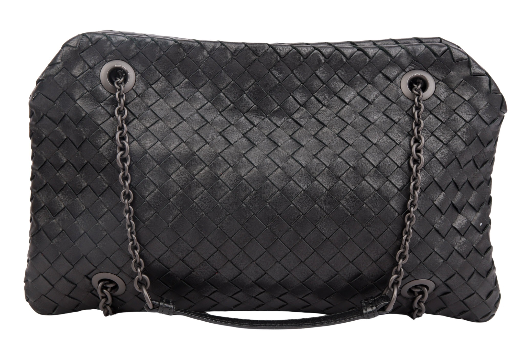 Bottega Veneta Intrecciato Nappa Chain Tote Bag Black Gunmetal