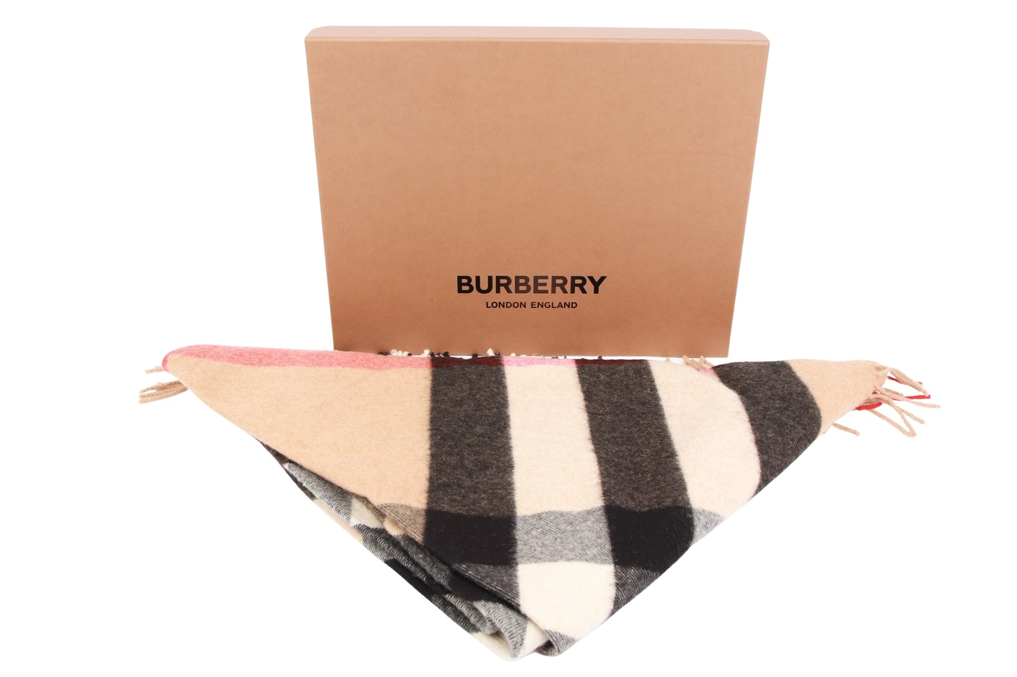 Burberry Schal Dreieck Nova Check Kaschmir Hellbeige