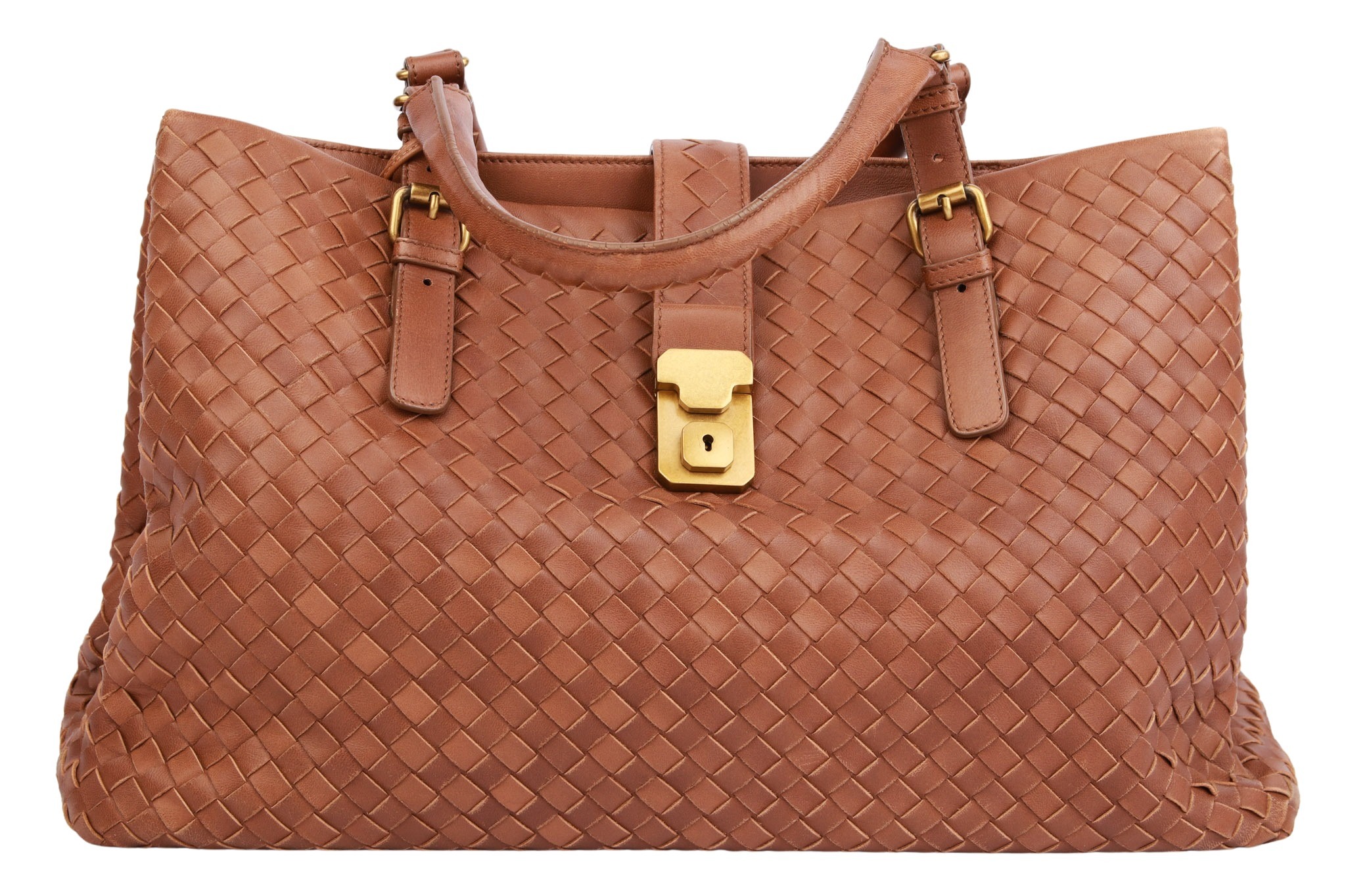 Bottega Veneta Intrecciato Roma Leder Cognac