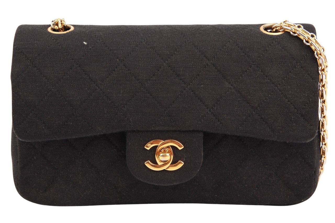 Chanel Timeless Classic Double Flap Small Jersey Schwarz