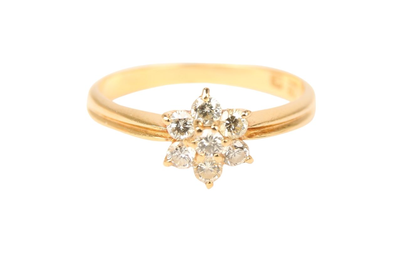 Vintage Ring 18K Gelbgold mit Diamanten Gr. 51