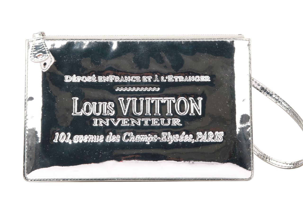Louis Vuitton Pochette Miroir Leder Silber Metallic