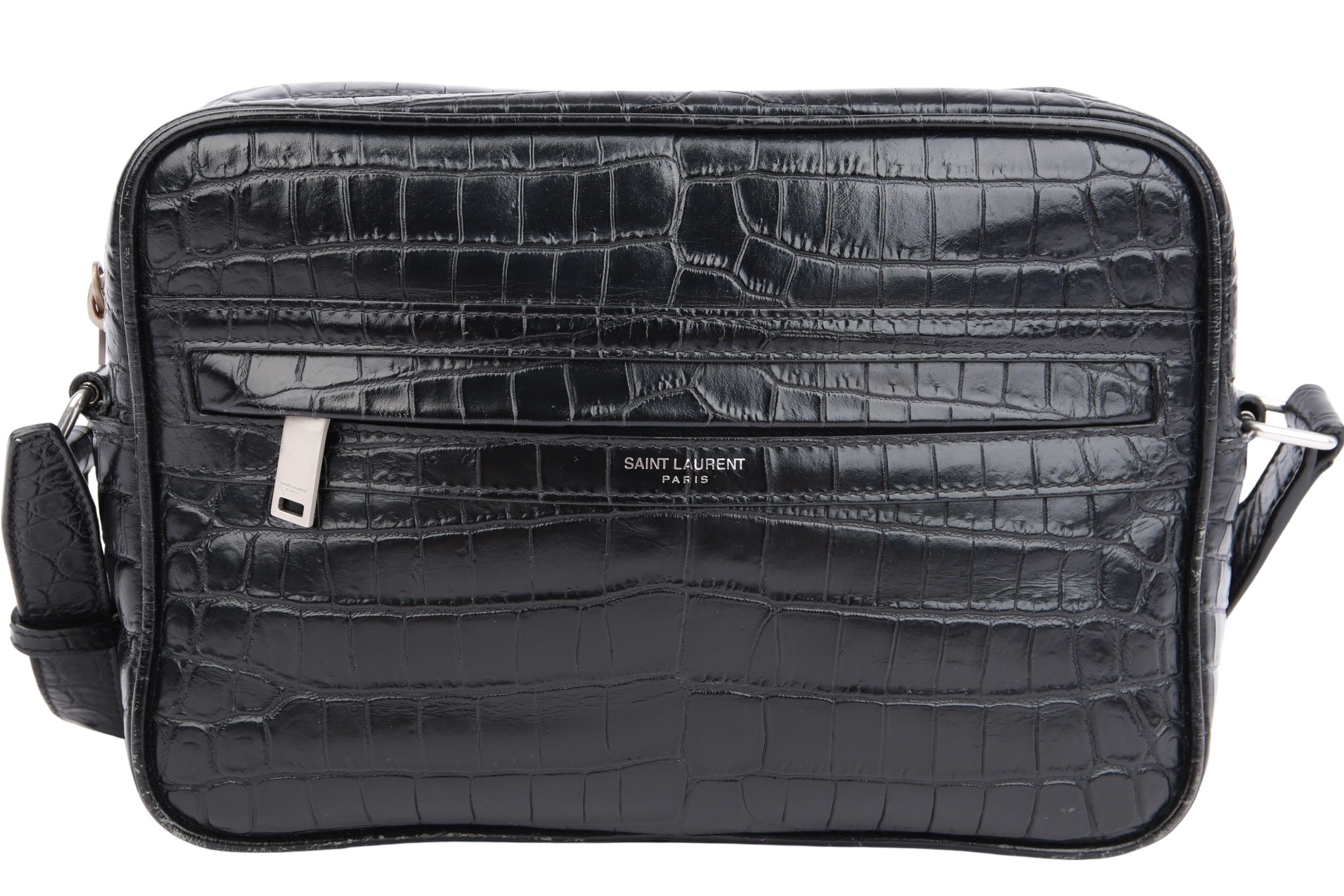 Saint Laurent Camera Bag Schwarz Kroko Optik