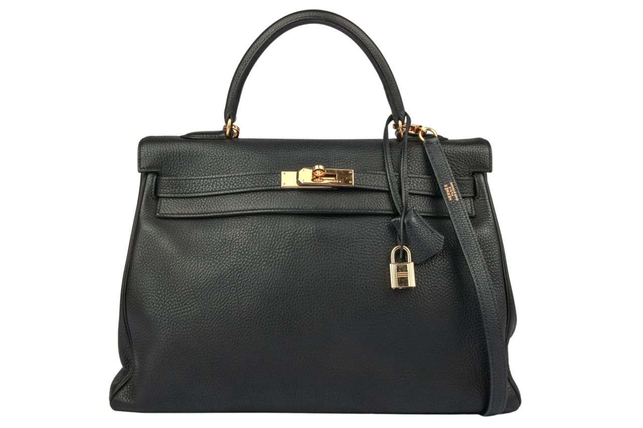 Hermès Kelly 35 Retourne Togo Noir Gold