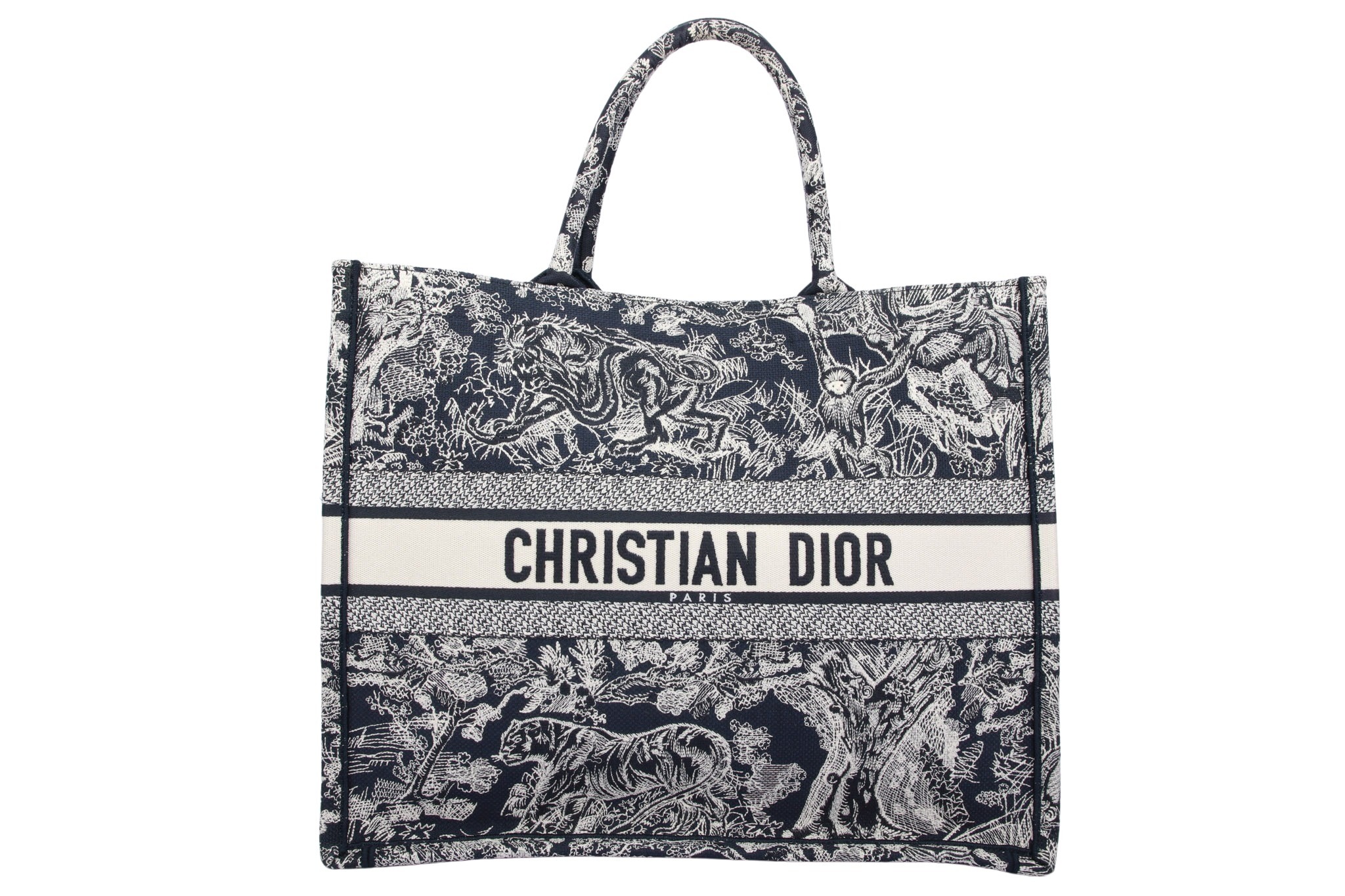 Dior Book Tote Bag Blau / Creme
