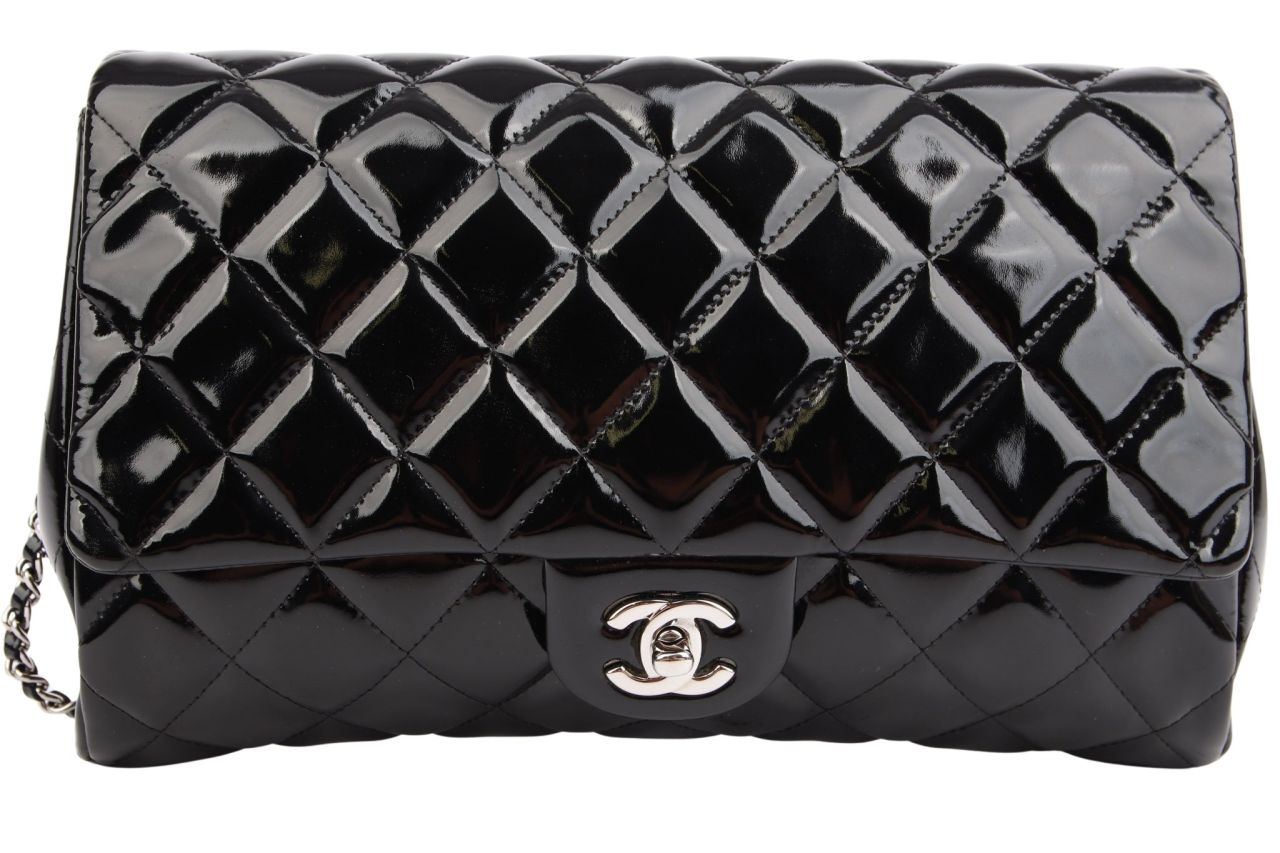 Chanel Timeless Single Flap Bag Lackleder Schwarz