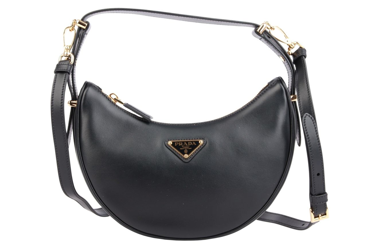 Prada Arqué Schultertasche Schwarz Leder