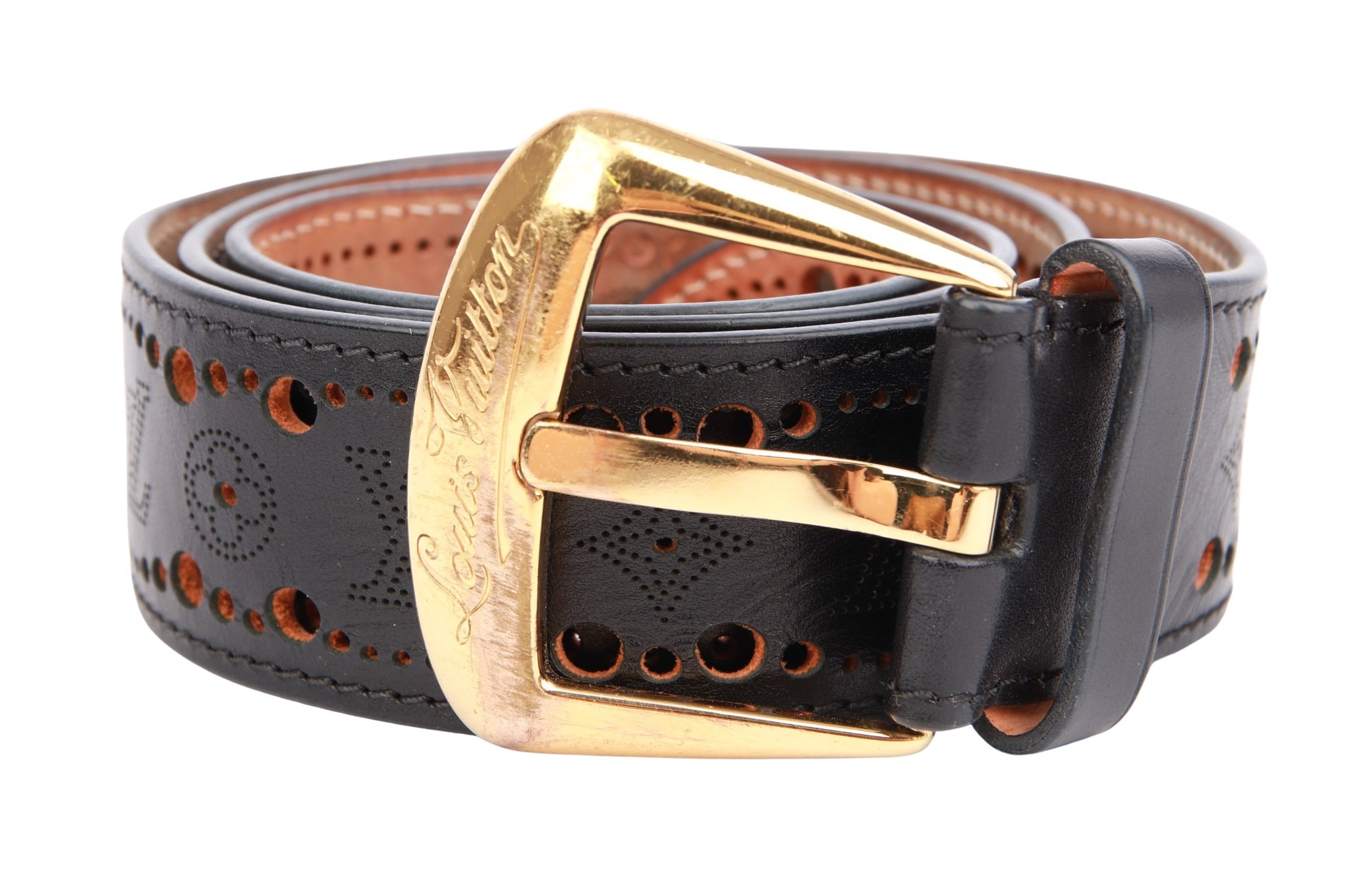 Louis Vuitton Gürtel Leder Schwarz Gr. 85