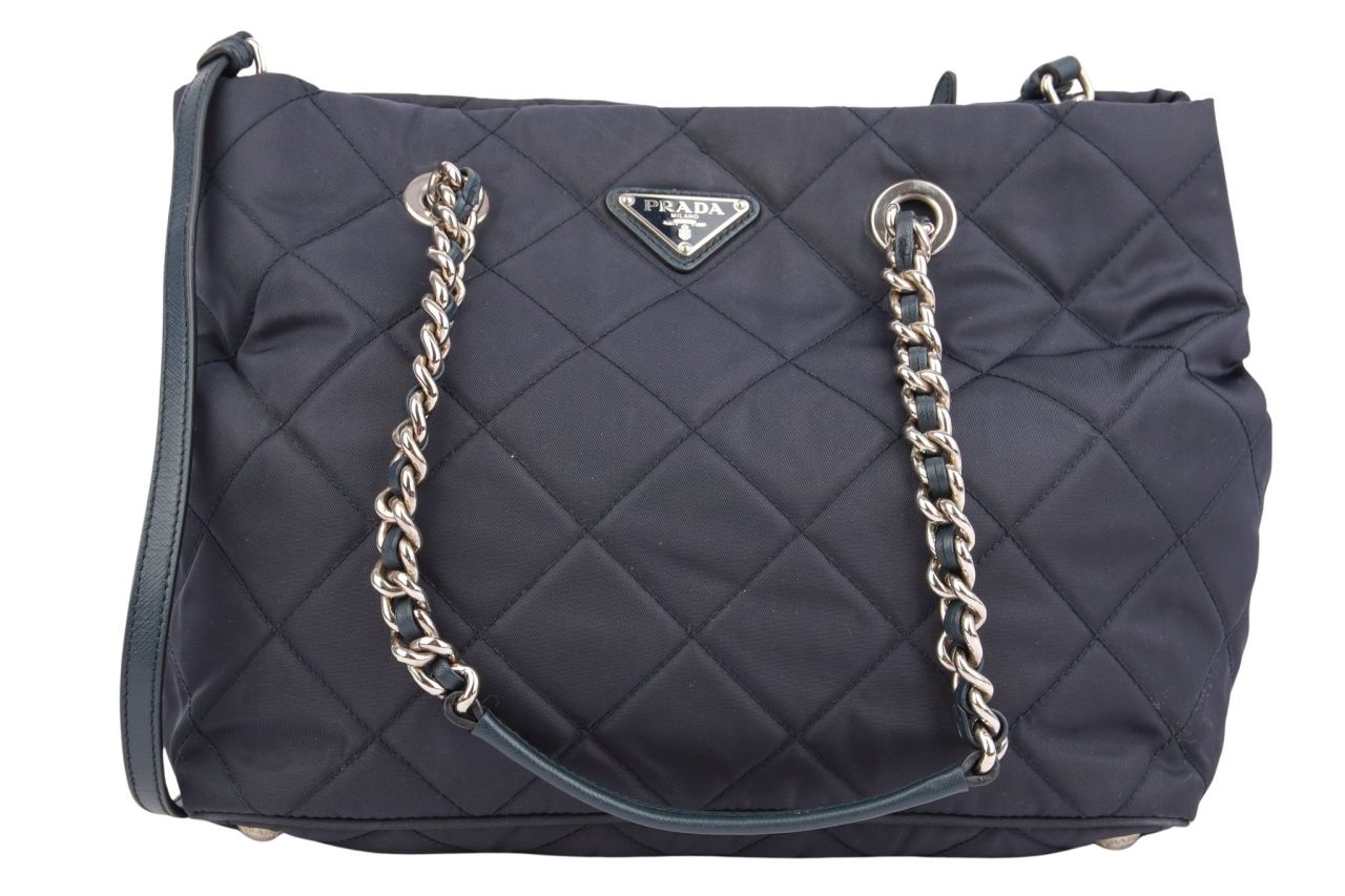 Prada Nylon Handtasche Gesteppt Dunkelblau